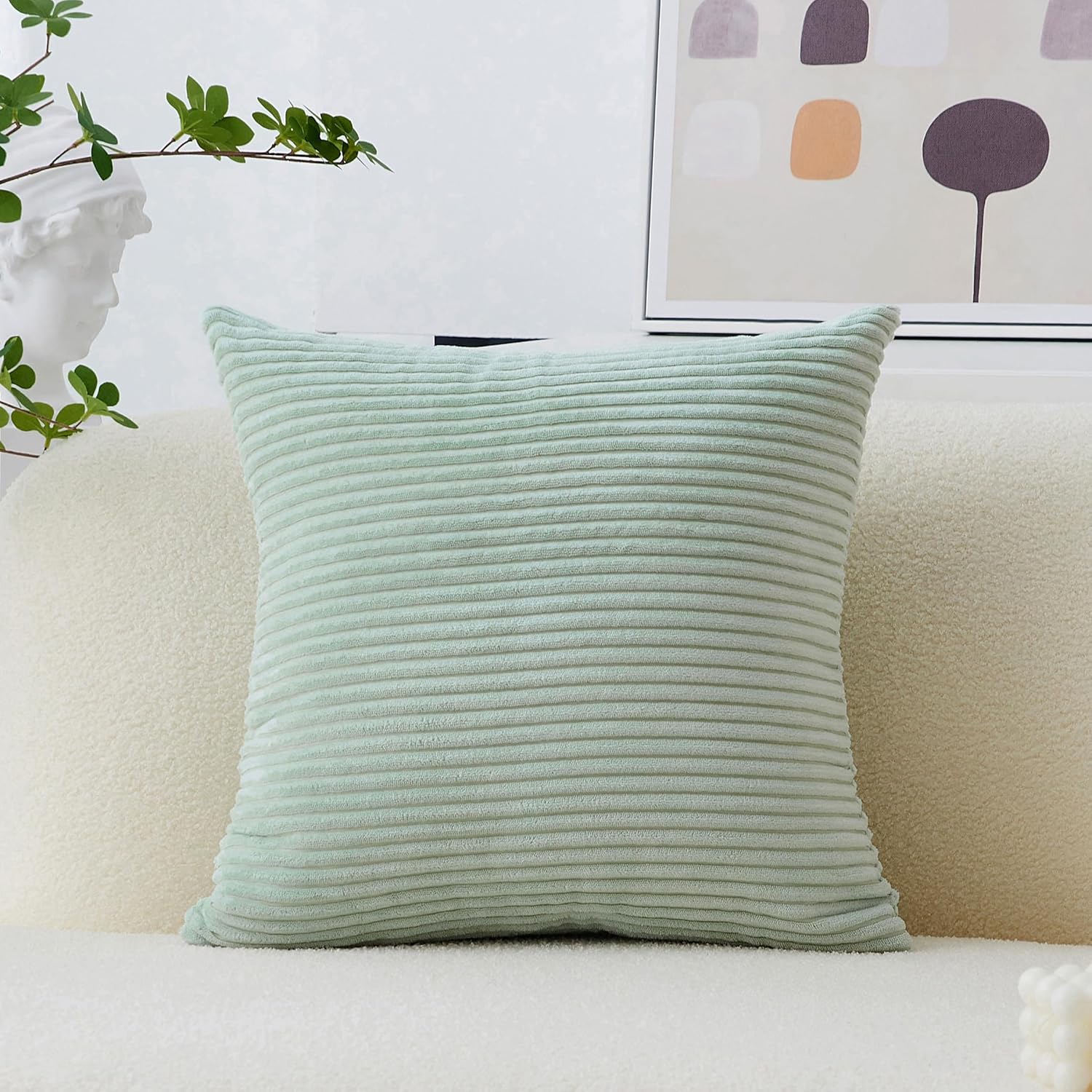 Boho Beige Throw Pillow Cover — 20" — Mint