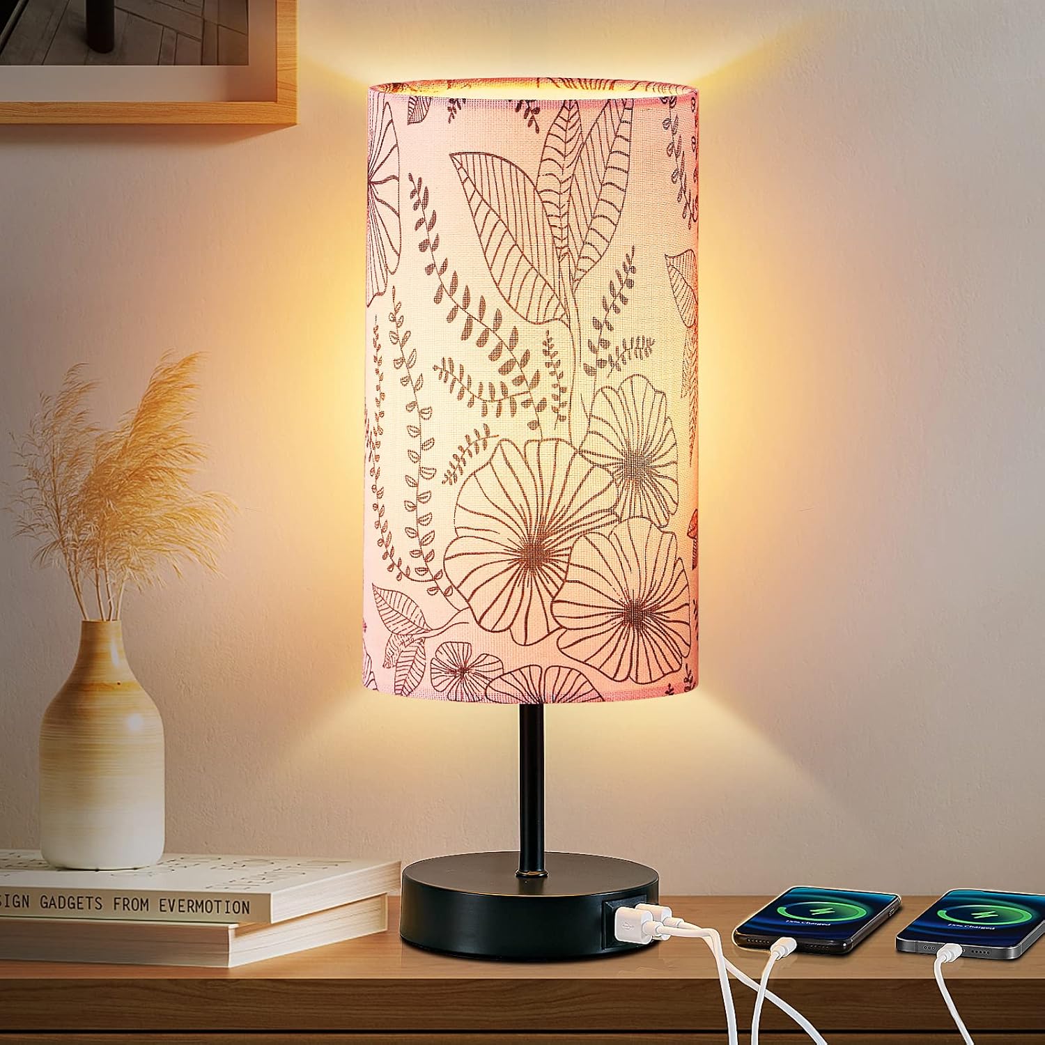 Dimmable Blue Bedside Lamp — Pink