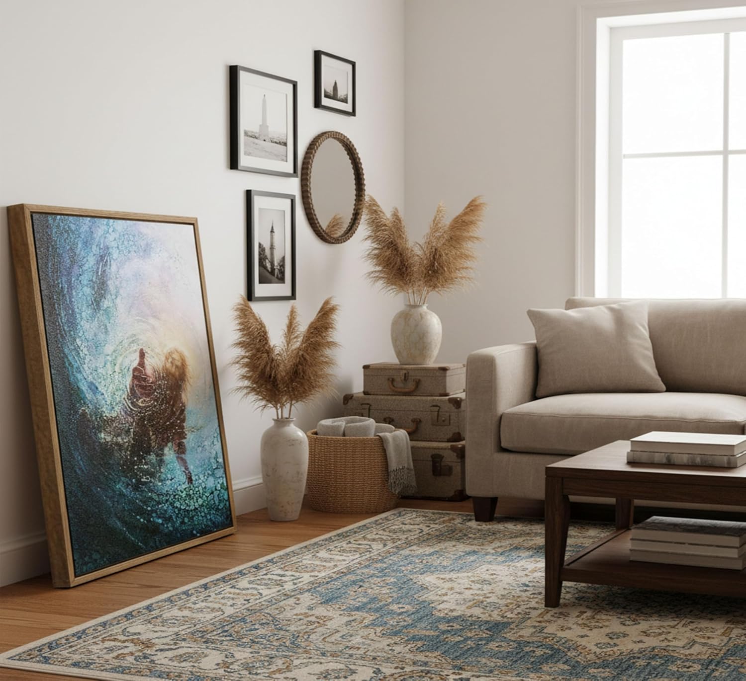 Framed Grey Canvas Wall Art — 16" - View 3