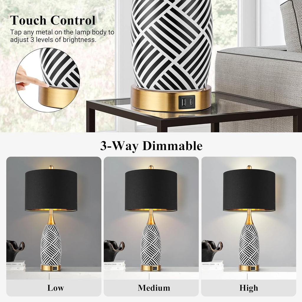 Dimmable Luxe Ceramic Bedside Lamp — 25.5" - View 3