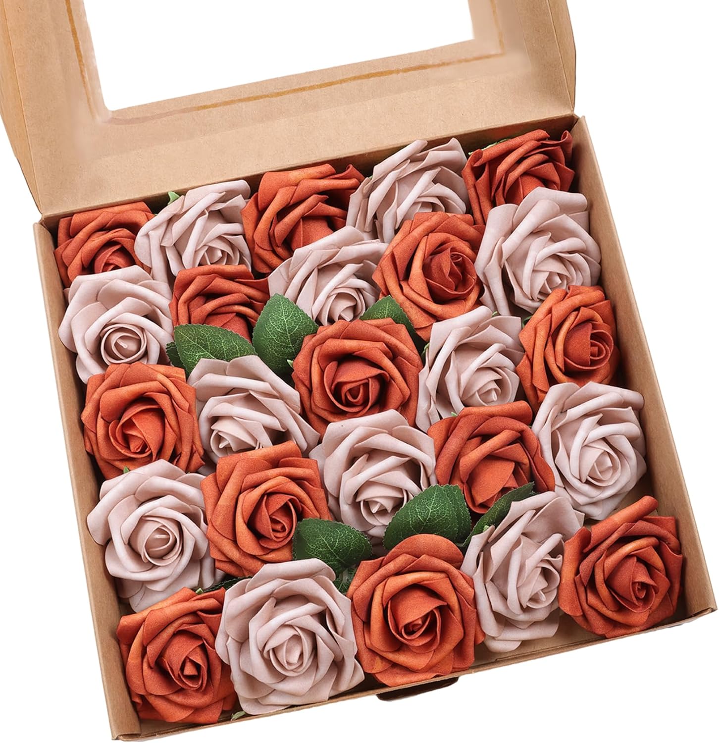 Beige Artificial Flowers — Burnt Orange & Warm Taupe