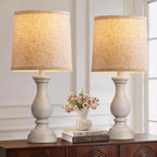 Linen Boho Black Bedside Lamp — 22"