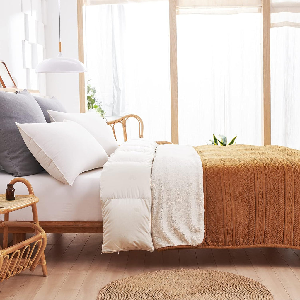 Knit Beige Throw Pillow — 50" - View 4