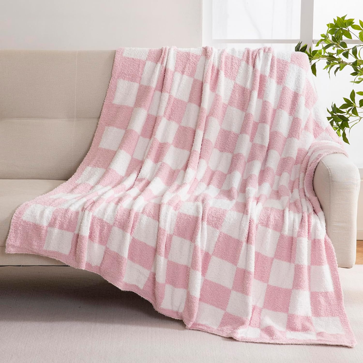 Knit Black Throw Pillow — 80" — Pink