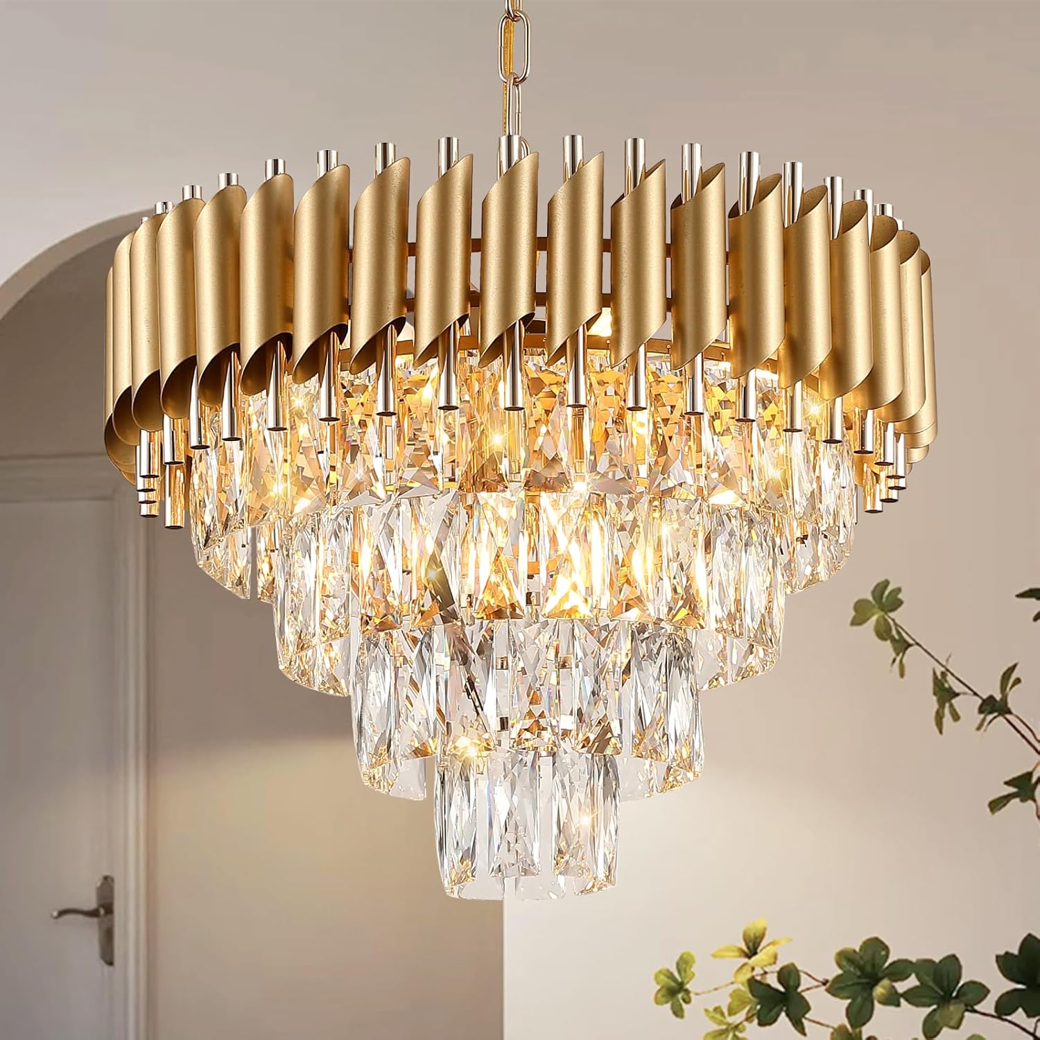 Luxe Black Chandelier — 20" — Gold