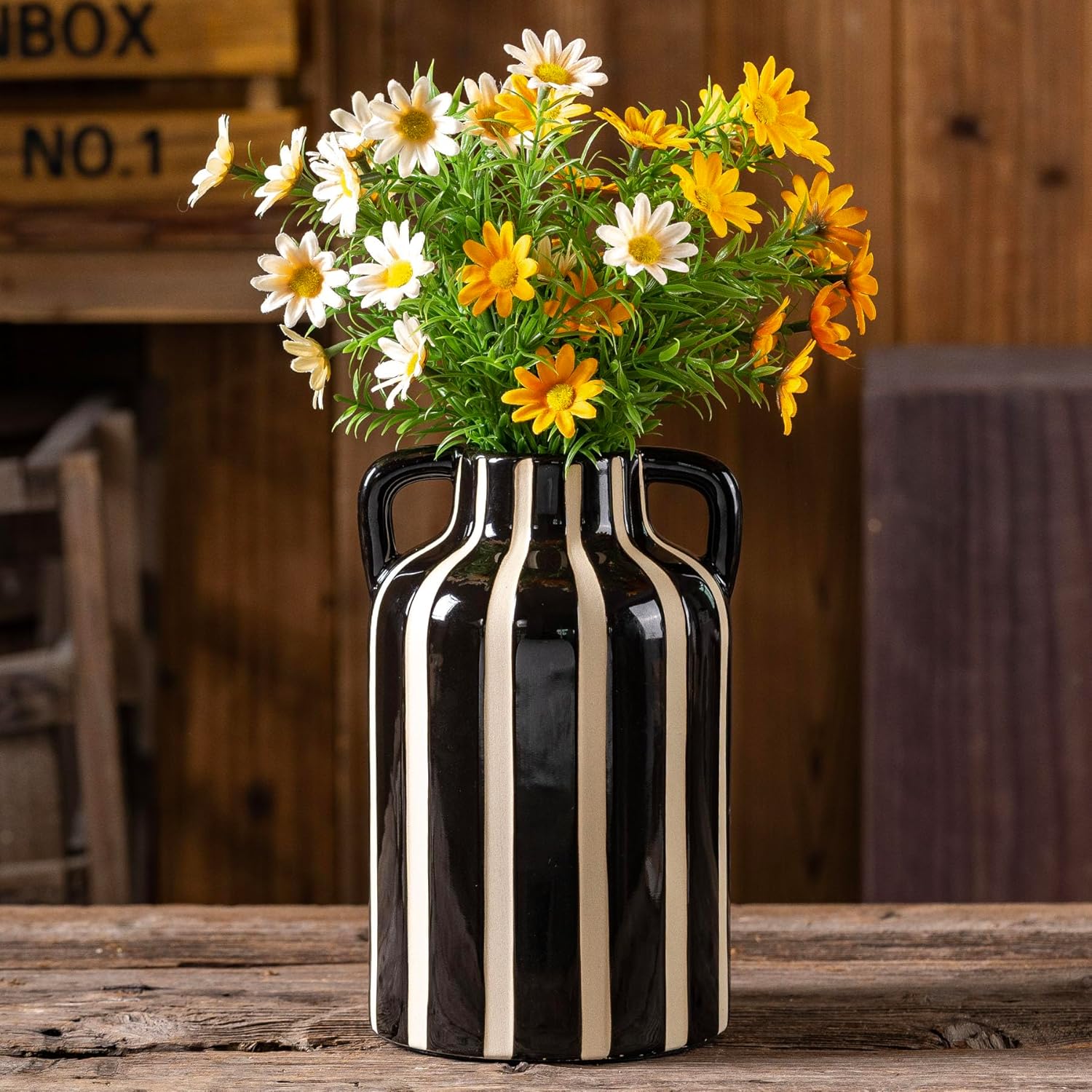 Farmhouse Black Flower Vase — 9.1" - View 5