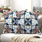 Embroidered Boho Blue Throw Pillow Cover — 18" - View 2