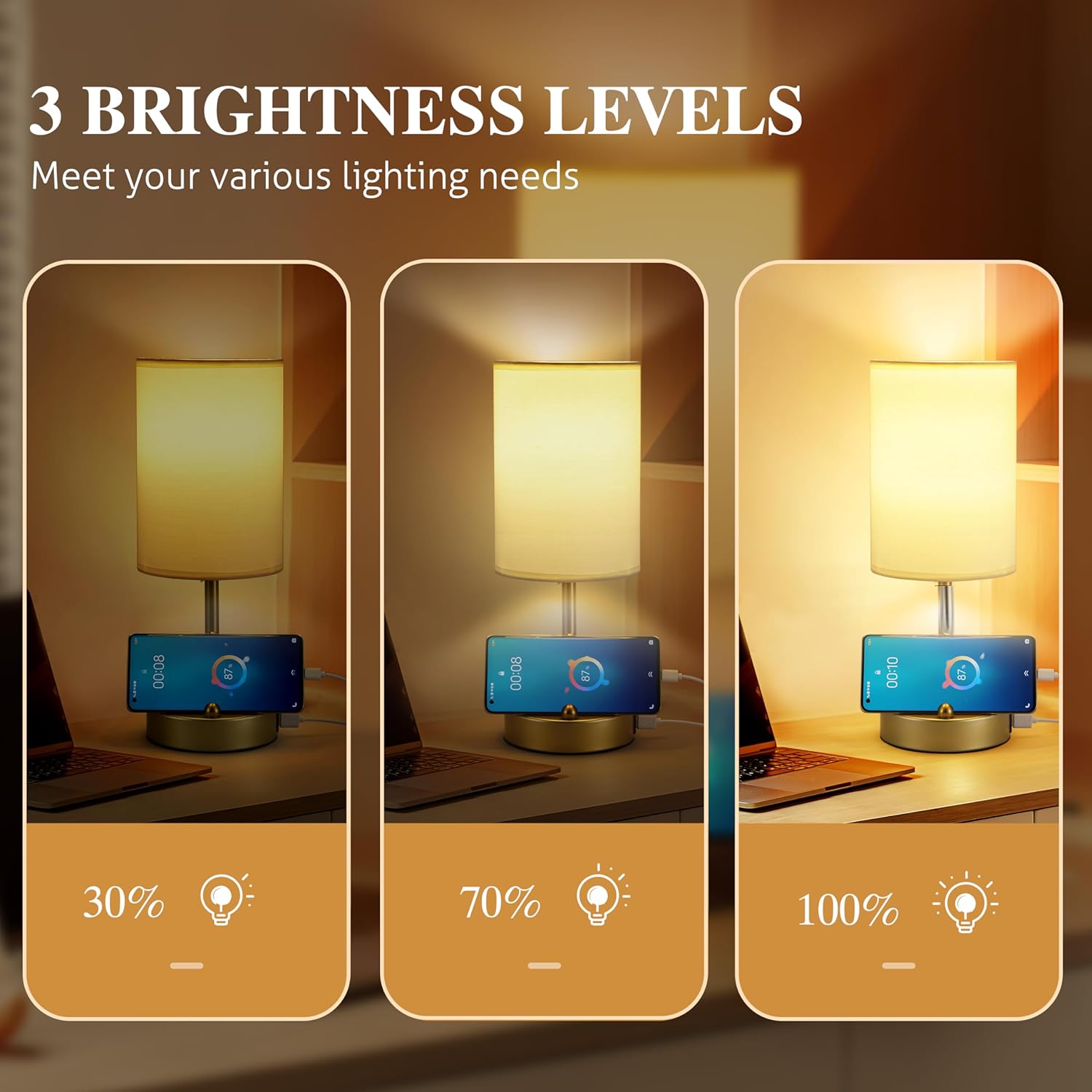 Dimmable Luxe Fabric Desk Lamp - View 3