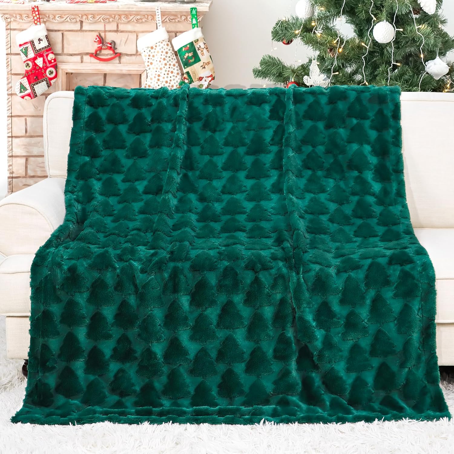 Black Throw Pillow — 50" — Christmas Tree