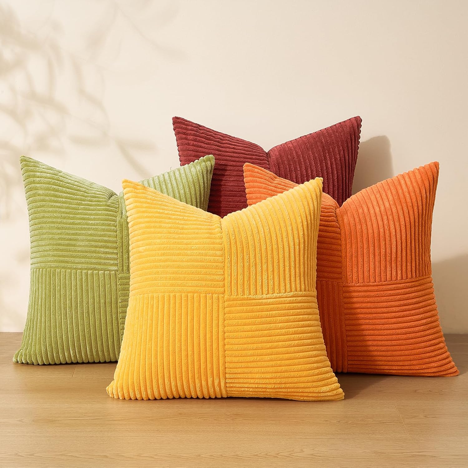 Velvet Boho Beige Throw Pillow Cover — 20" — Yellow Orange