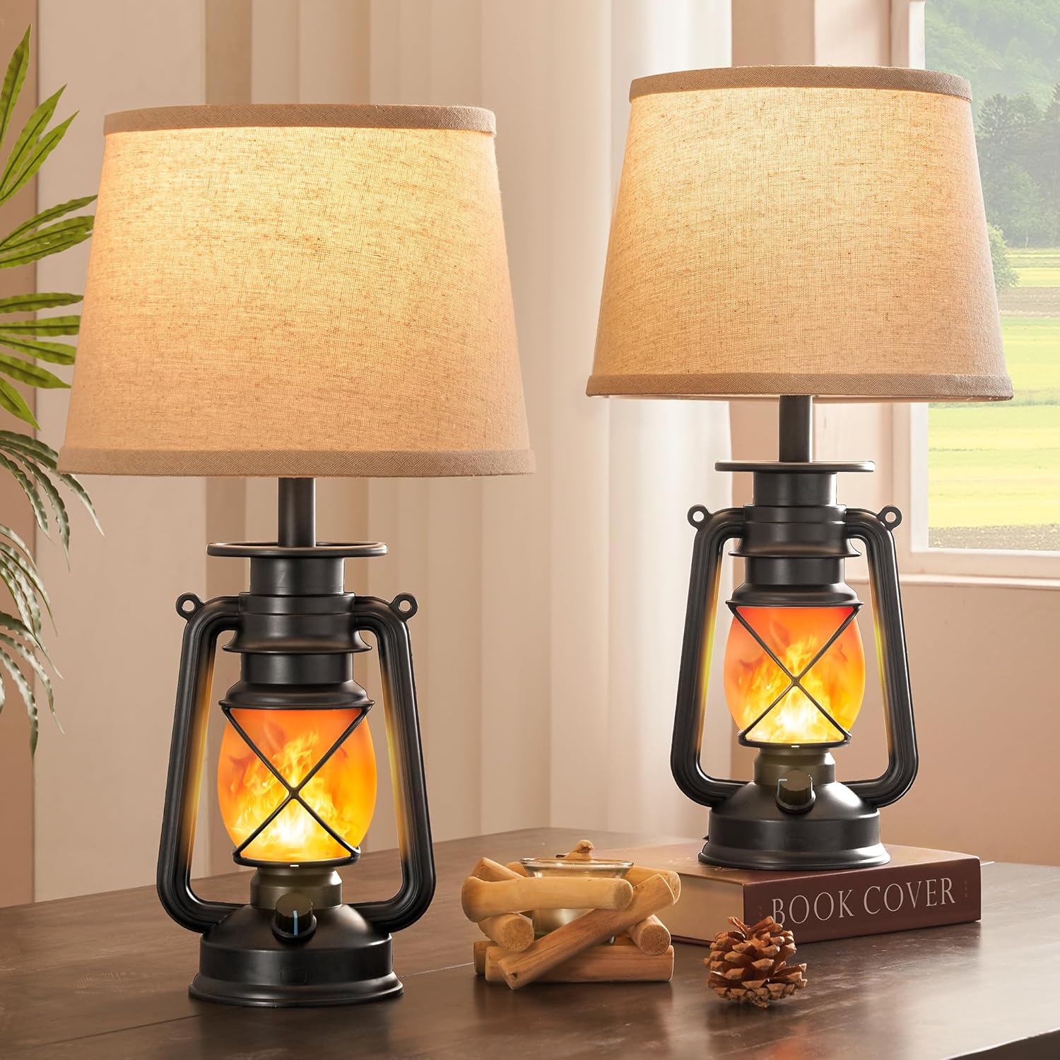 Vintage Farmhouse Black Bedside Lamp — 18.72" — Serenity Black