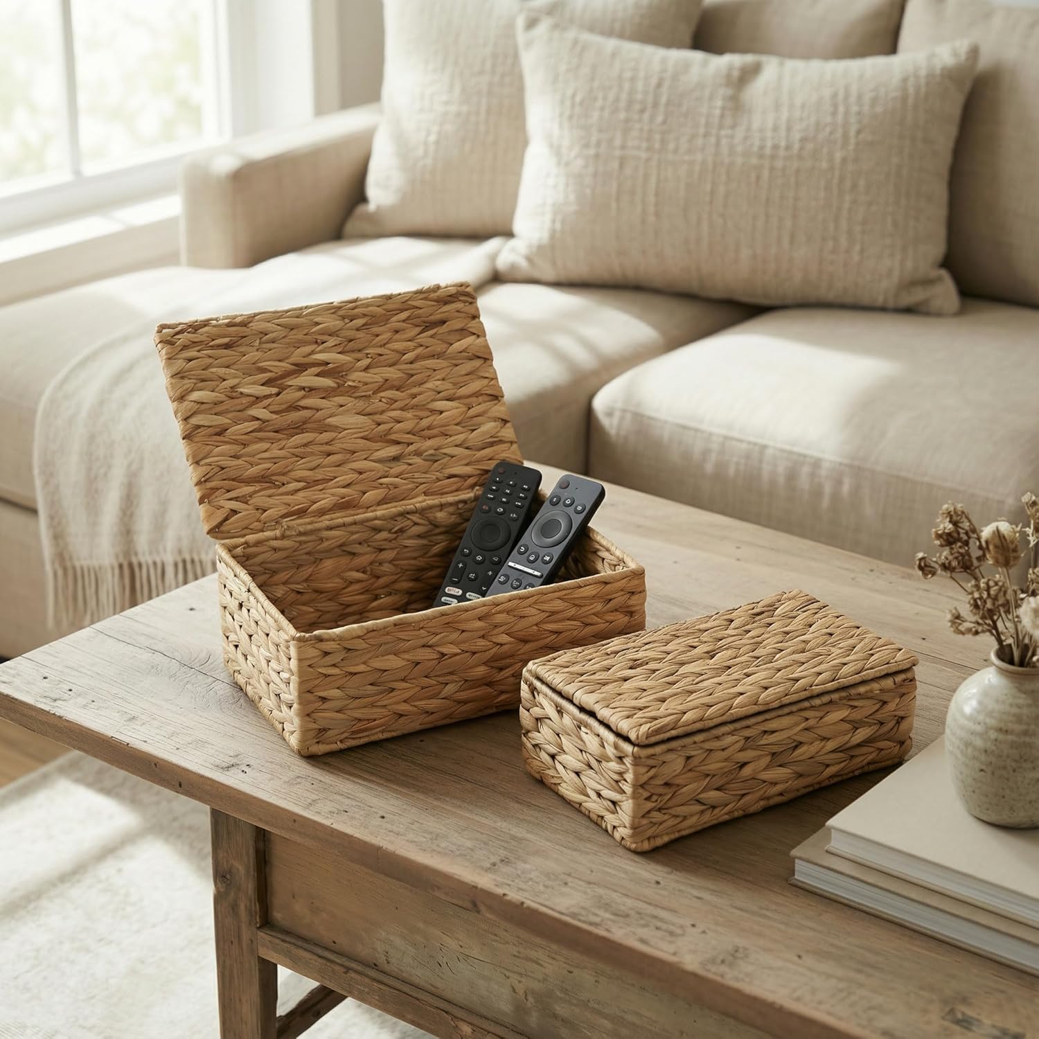 Boho Rattan Storage Basket — Set of 2 - View 2