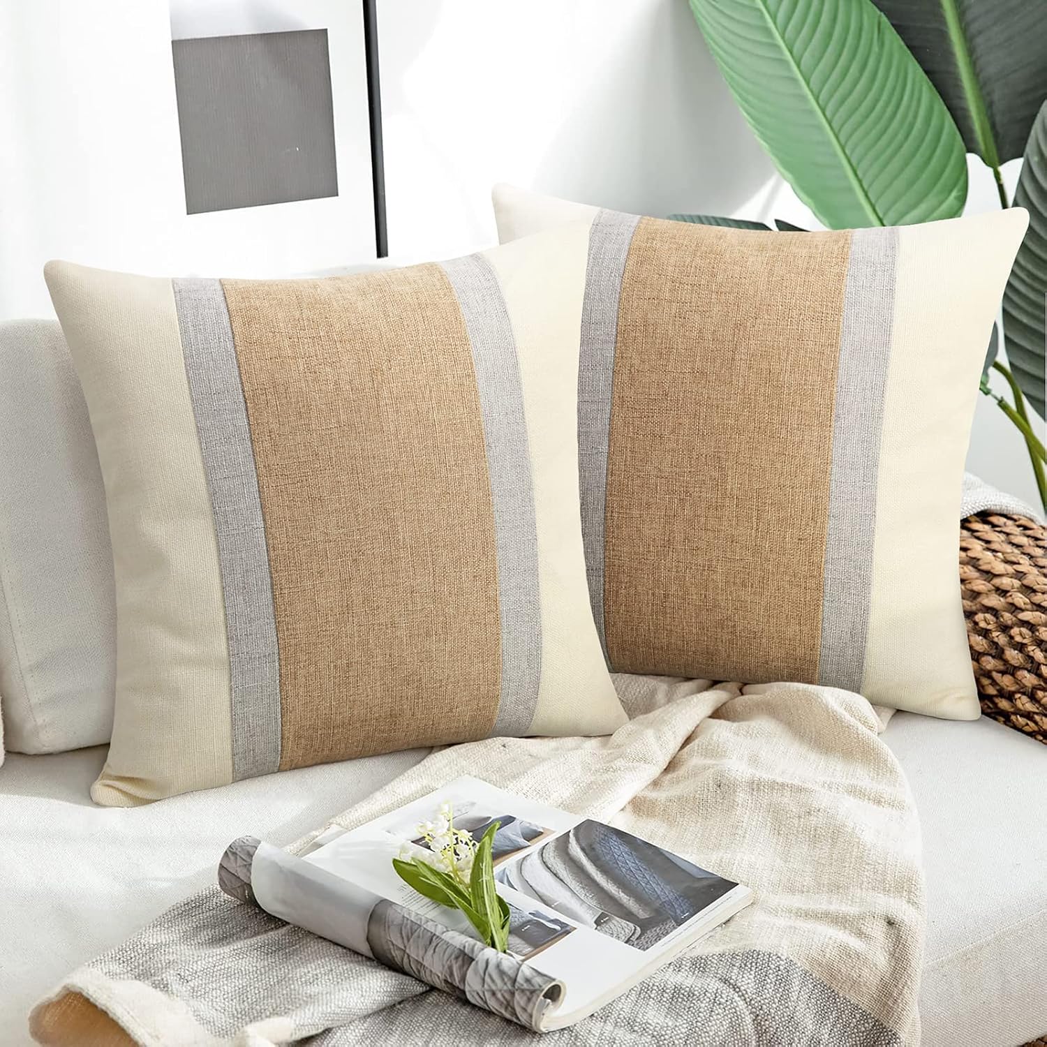 Lumbar Boho Fabric Throw Pillow Cover — 20" — 18" x 18" (Pack of 2)