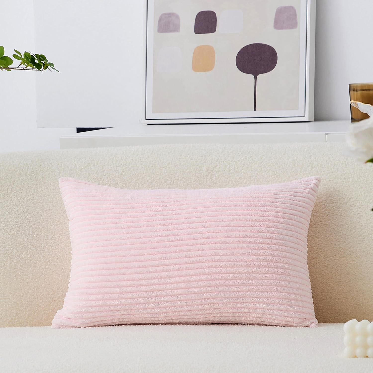 Boho Beige Throw Pillow Cover — 20" — Blush Pink