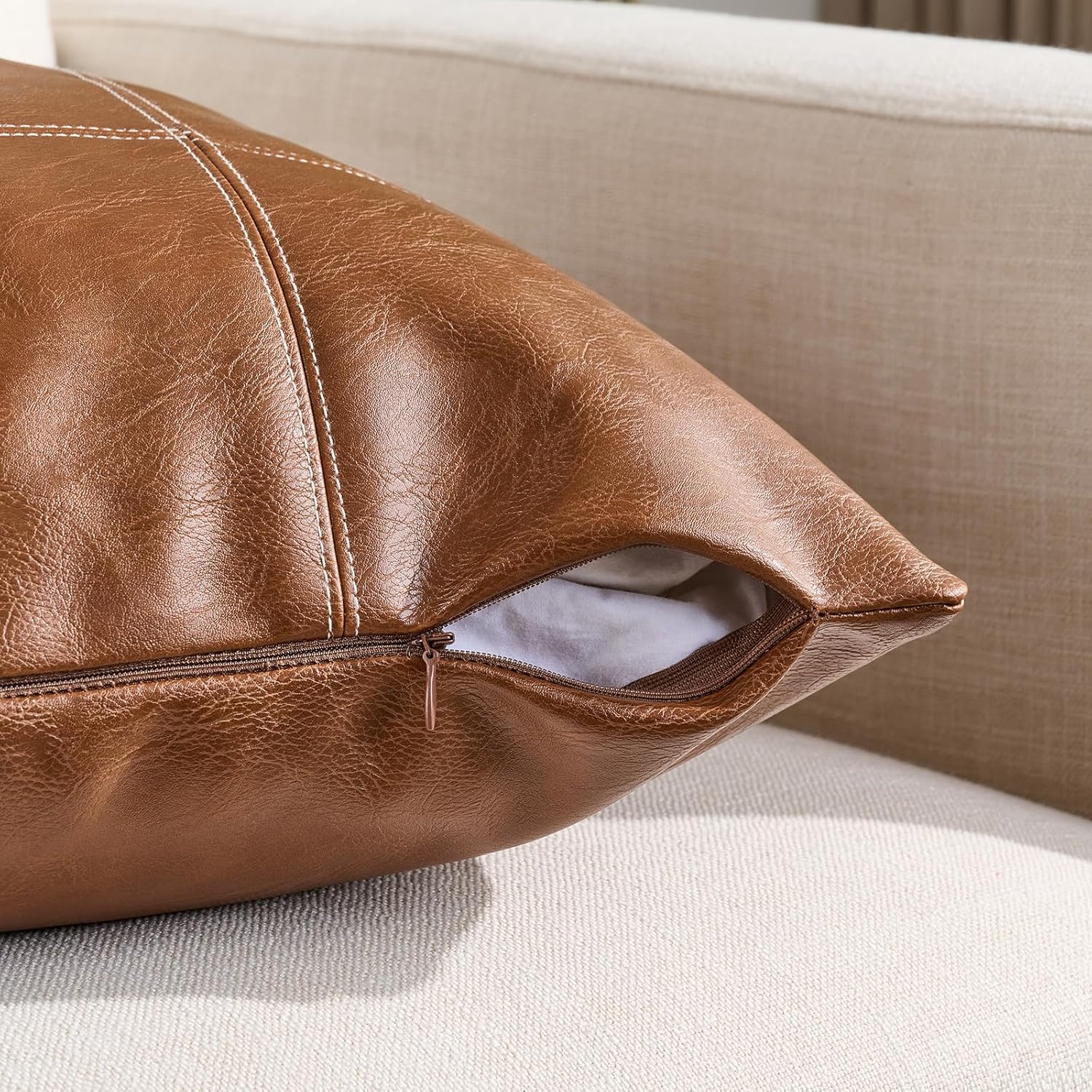 Boho Beige Throw Pillow Cover — 18" - View 3