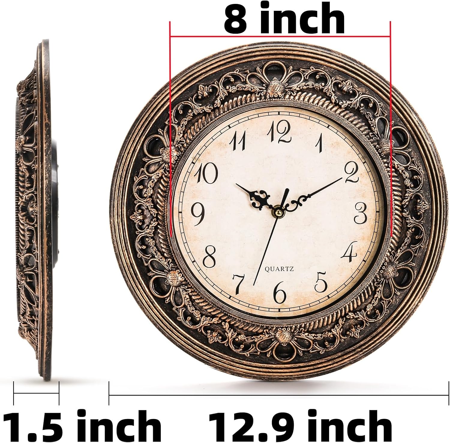 Battery Operated Mid-Century Wall Clock — 13" - View 2