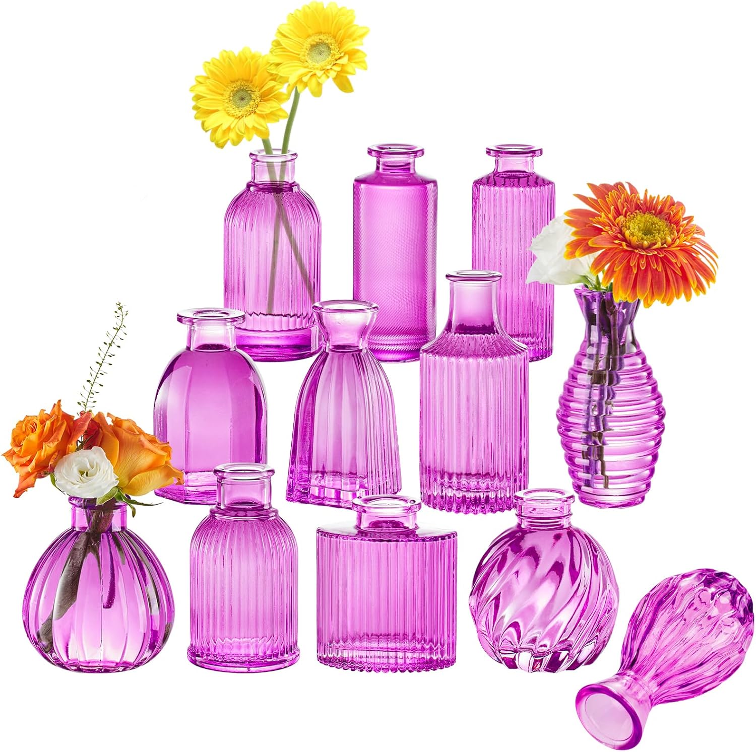 Vintage Farmhouse Black Flower Vase — Hot Pink-purple