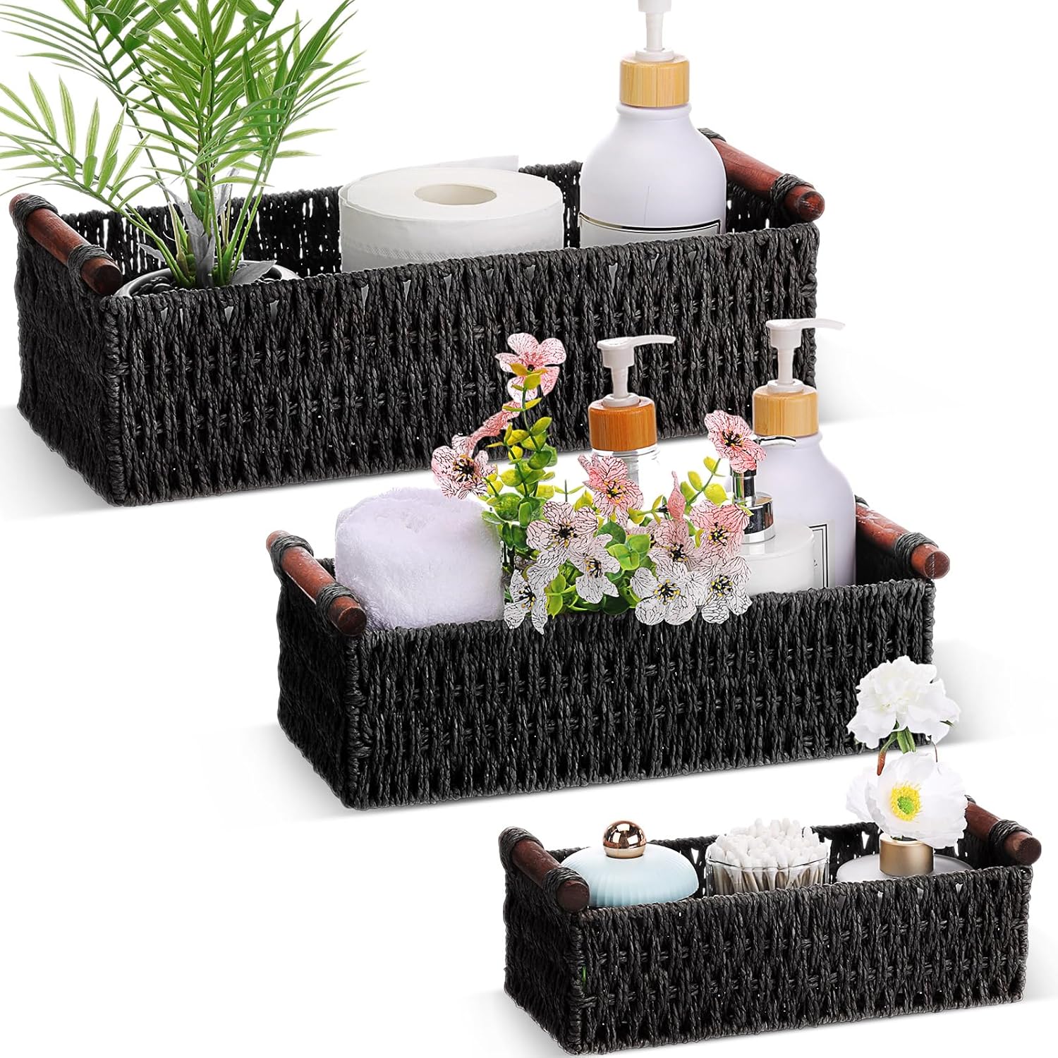 Boho Beige Basket — Black
