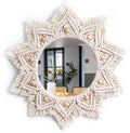 Boho Black Round Mirror — White