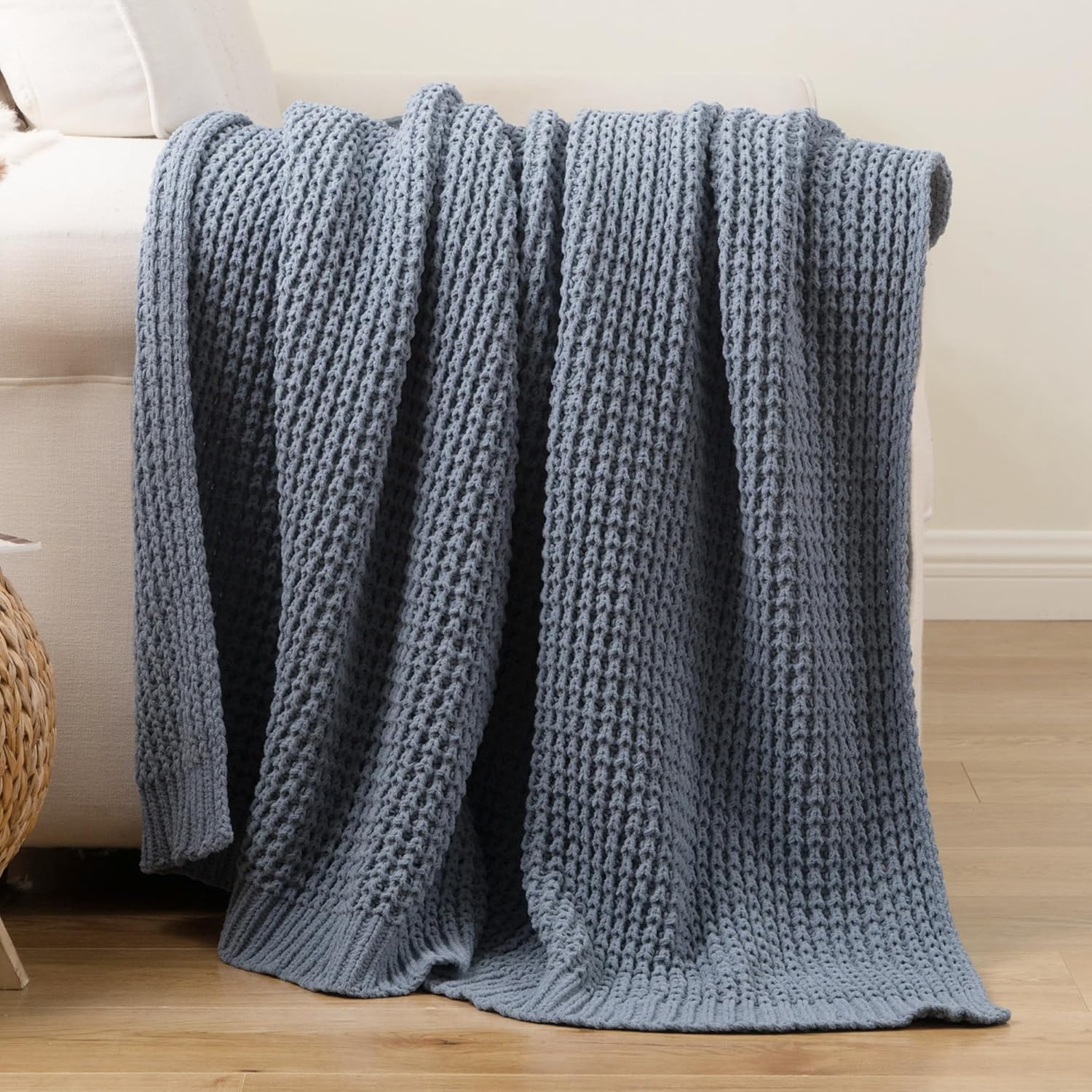 Beige Throw Pillow — 50" — Bluish Grey