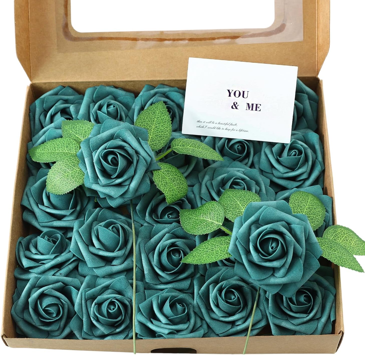 Beige Artificial Flowers — Peacock Green