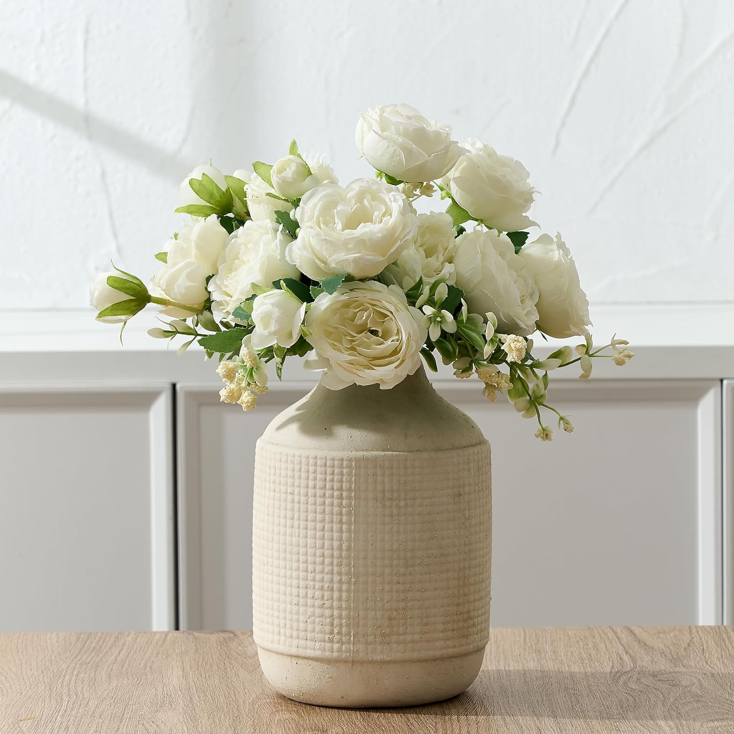 Farmhouse Beige Flower Vase — 8" — Jo-gs17132-white