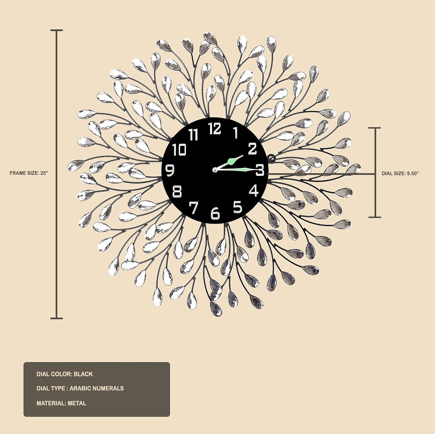 Luxe Black Wall Clock — 25" - View 7