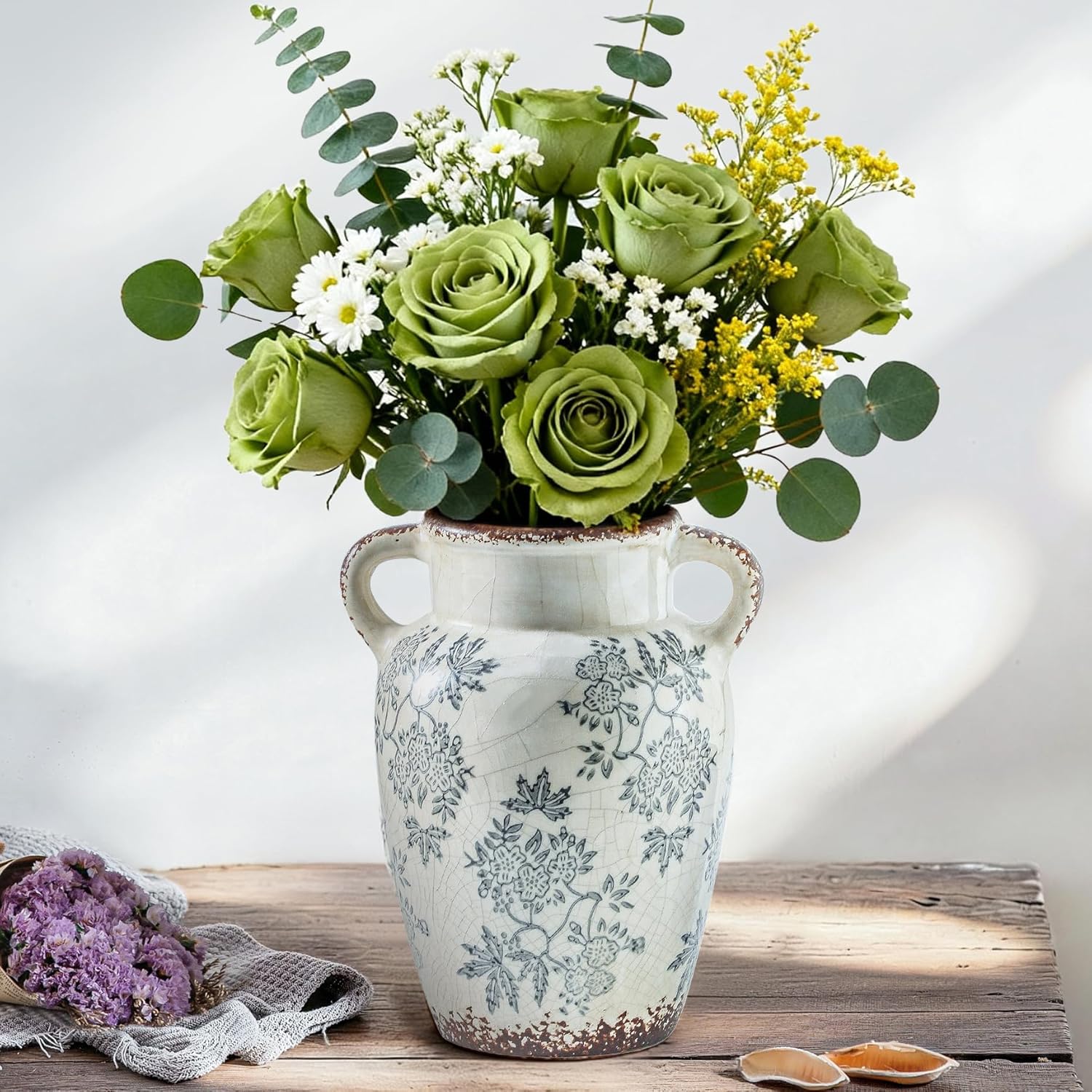 Vintage Blue Decorative Vase — 9.7" — 107-vintage-blue-9.4 Inch