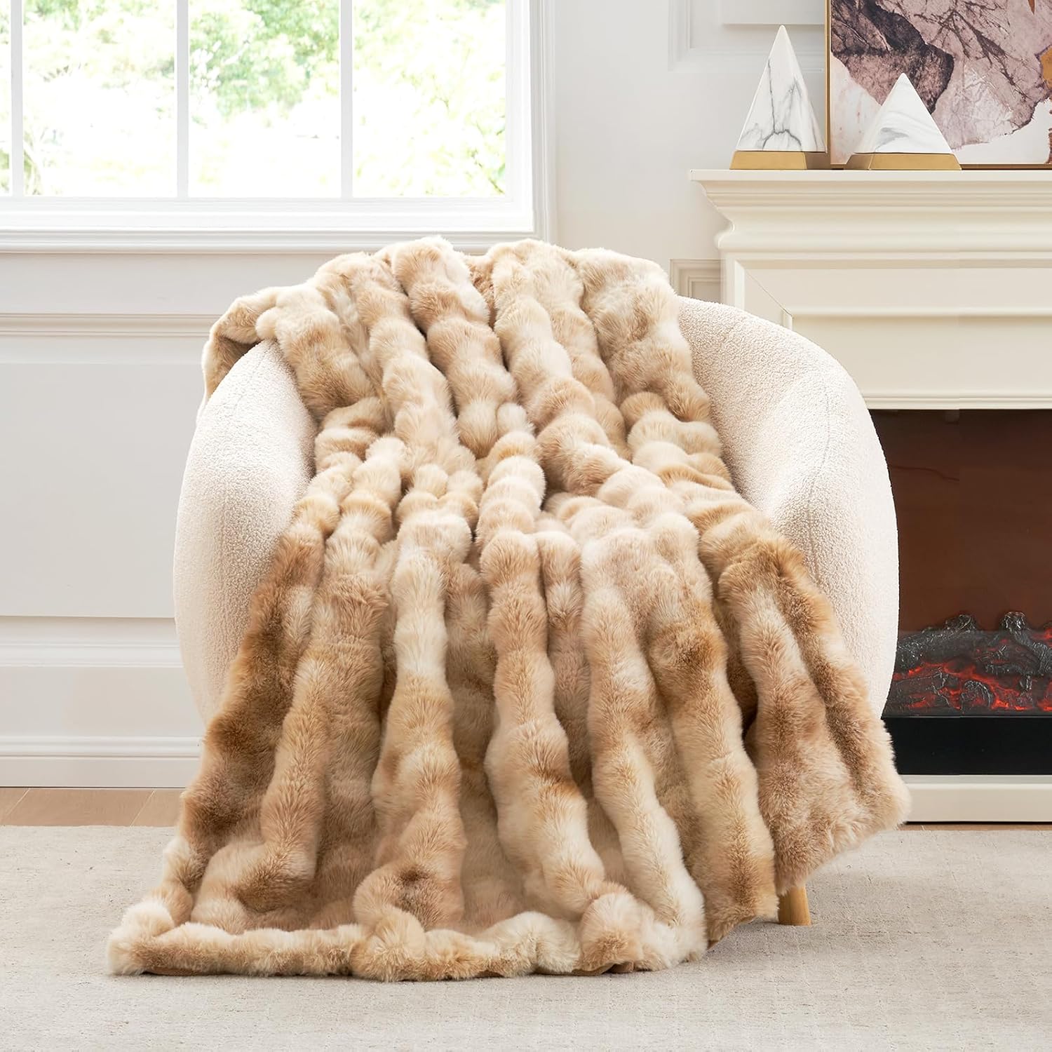 Beige Throw Pillow — 50" — Tie-dye Beige