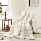 Knit Beige Throw Pillow — 50"