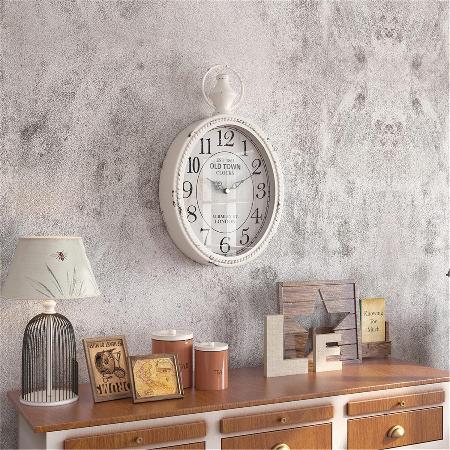 Battery Operated Farmhouse Black Wall Clock — 11.2" - View 4