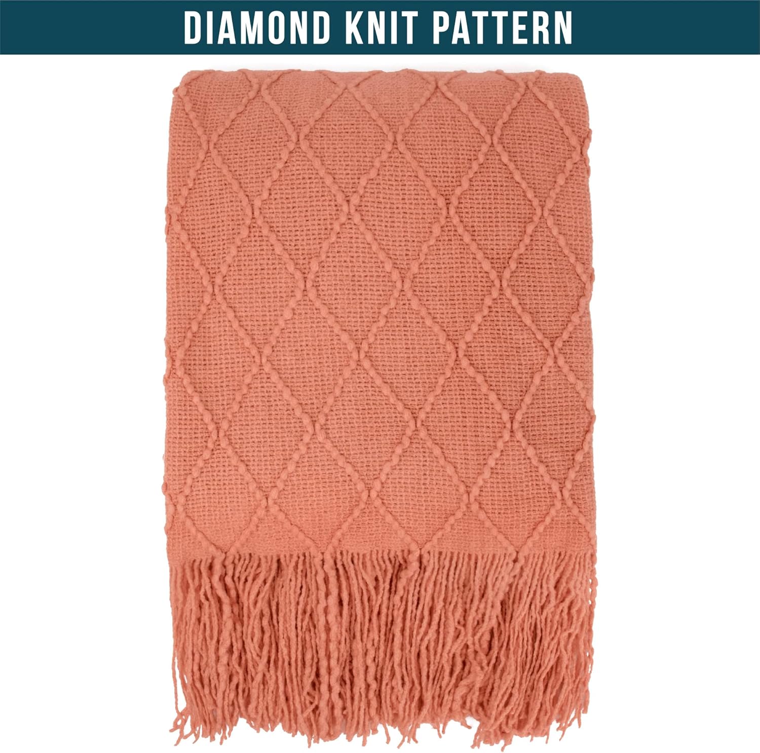 Knit Boho Beige Throw Pillow — 60" - View 3