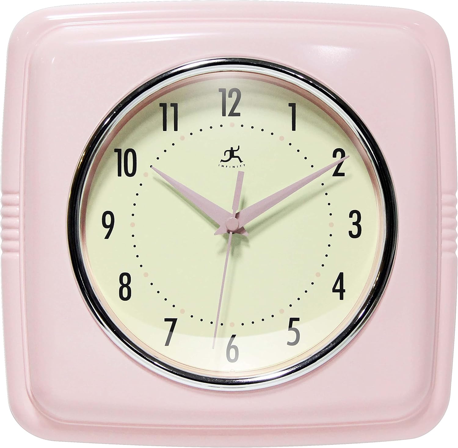 Vintage Mid-Century Beige Wall Clock — 9" — Pink