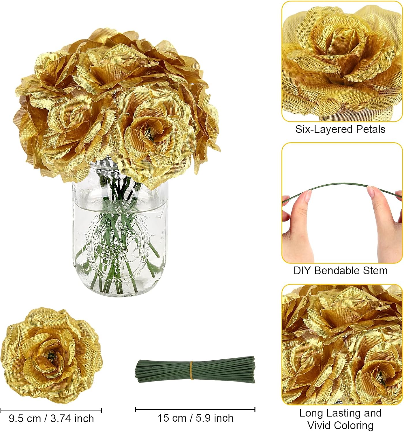 Luxe Black Artificial Flowers — 3.1" - View 3