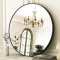 Round Luxe Black Wall Mirror — 32" — Black