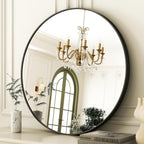 Round Luxe Black Wall Mirror — 32" — Black
