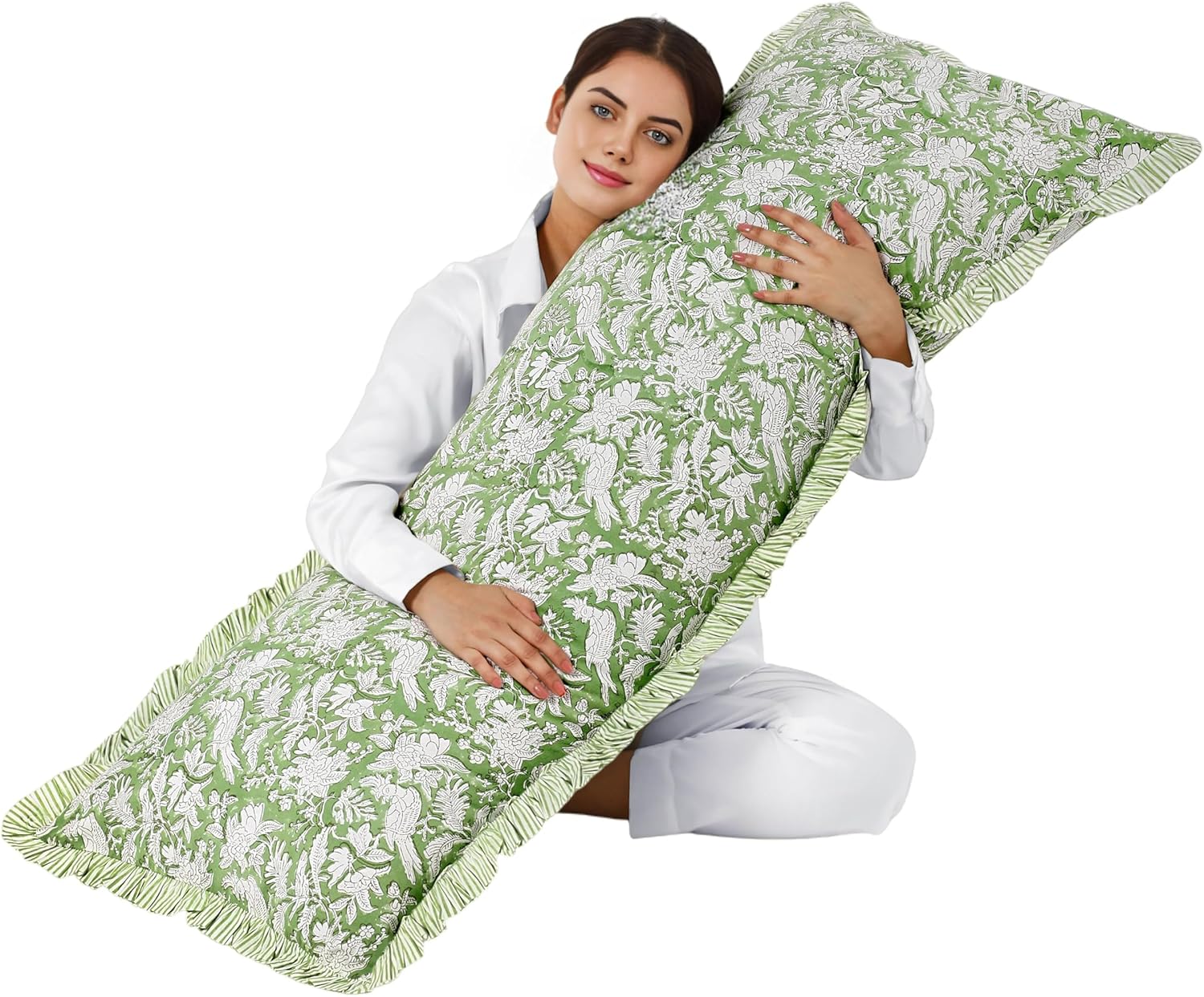 Farmhouse Beige Pillow Cover — 54" — Olive Green