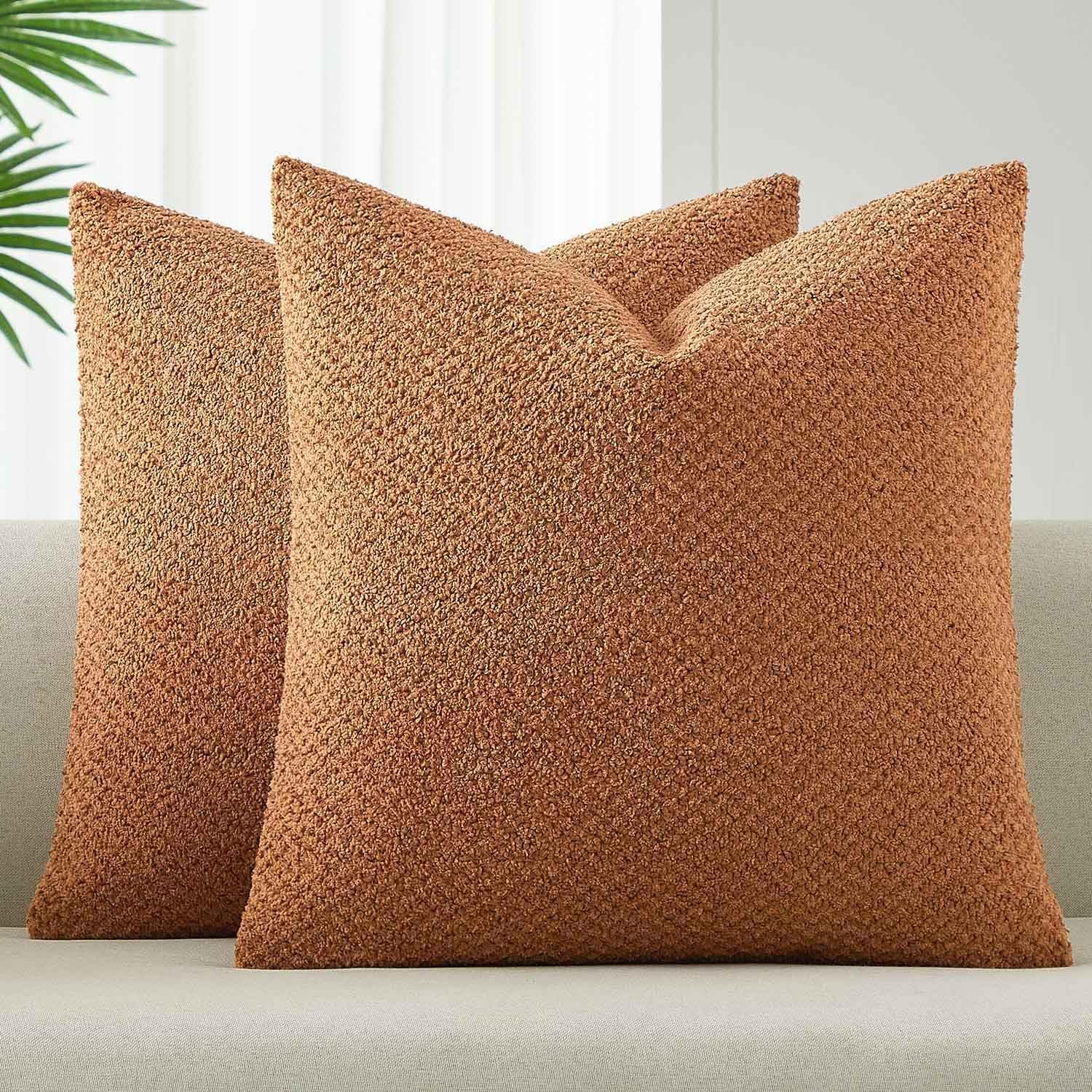 Boho Beige Throw Pillow Cover — 18" — Coral