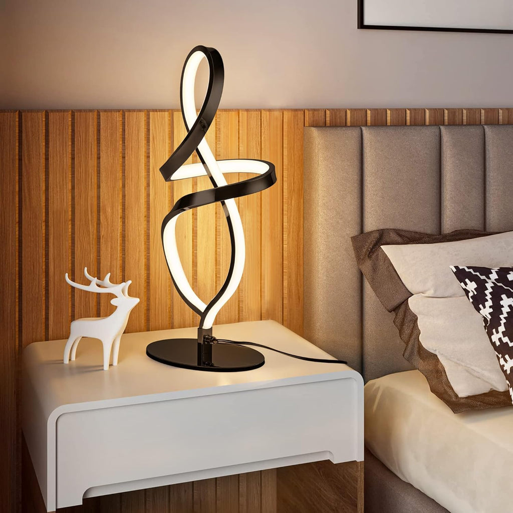 Modern Black Bedside Lamp - View 8