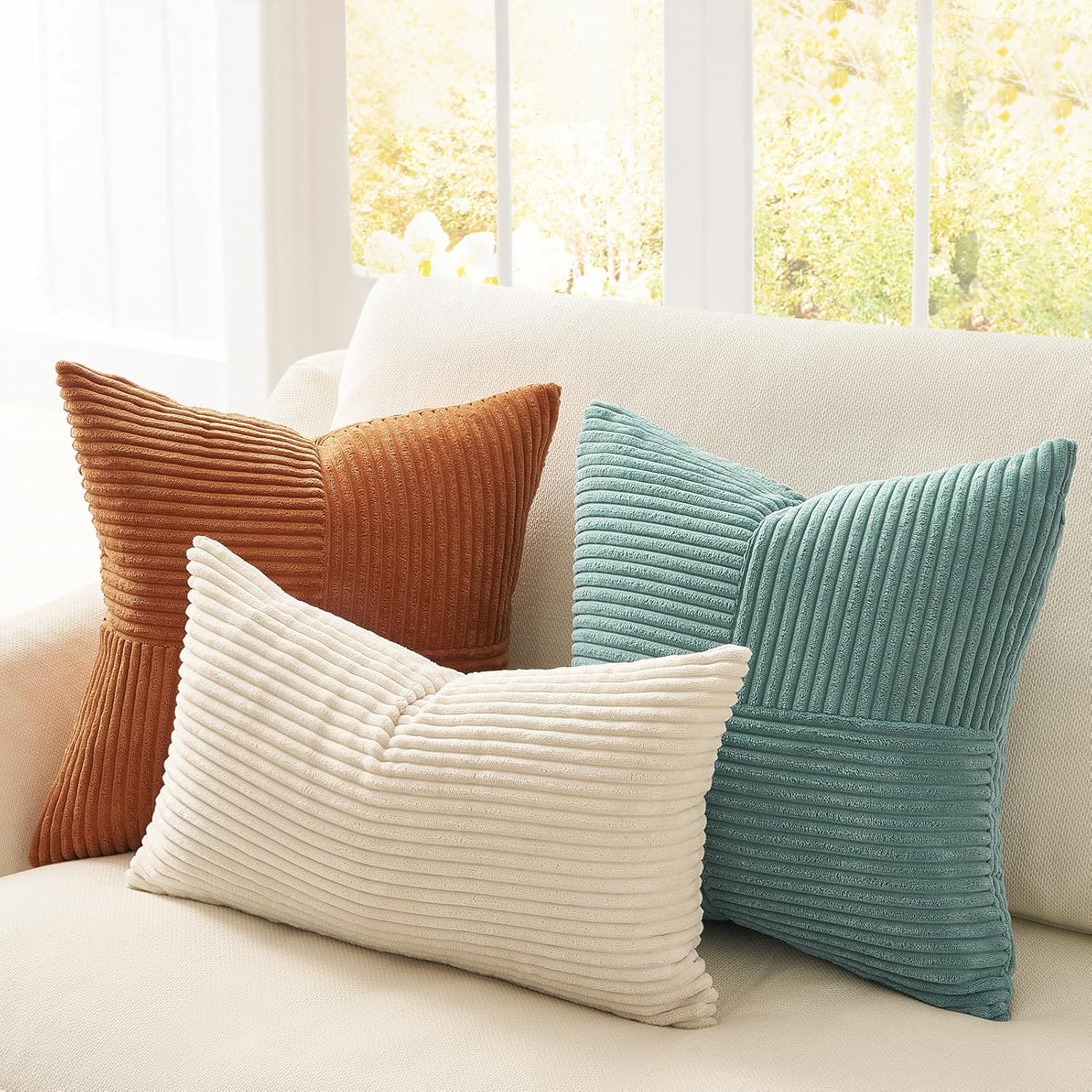 Velvet Boho Beige Throw Pillow Cover — 20" - View 6