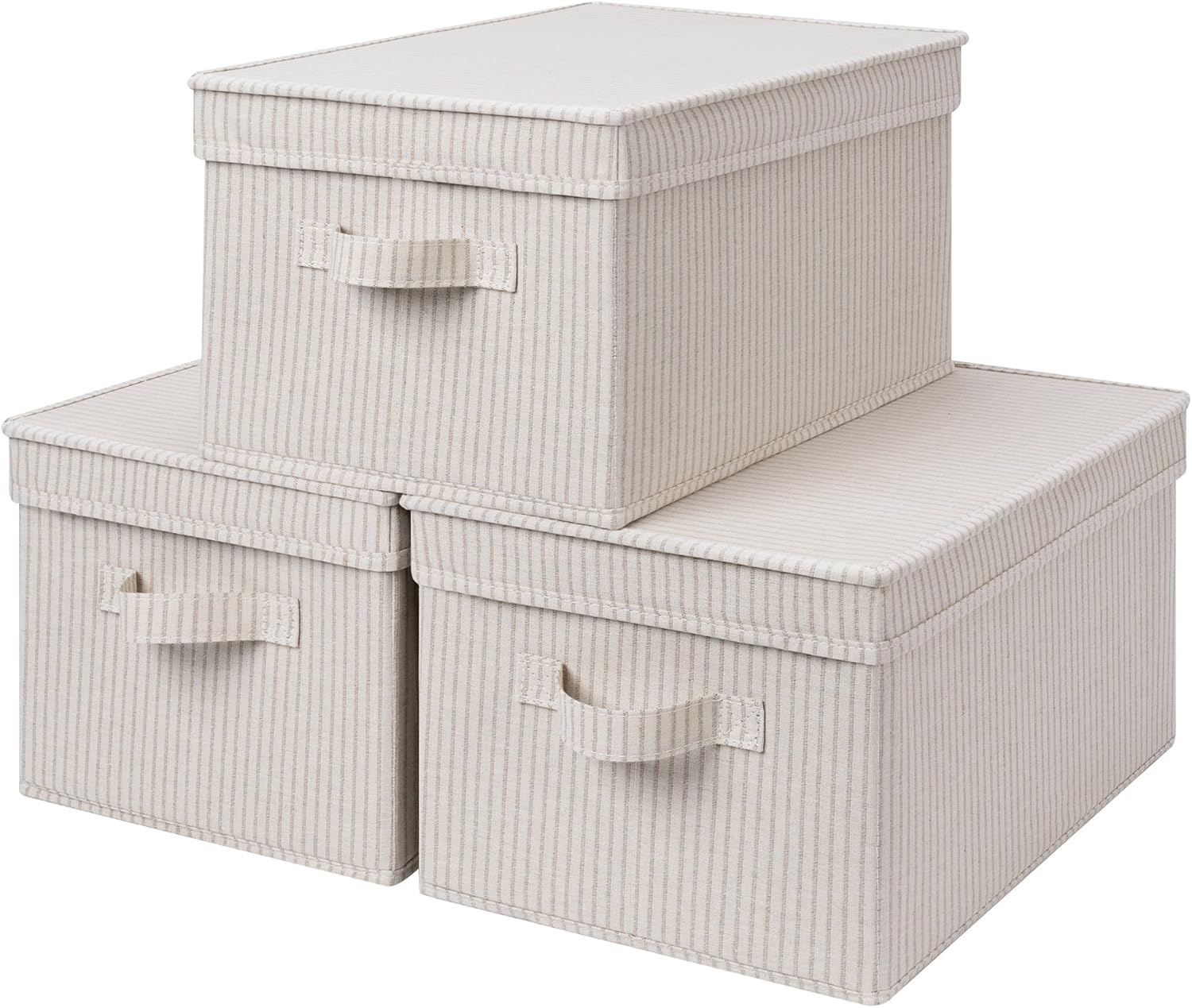 Beige Storage Bin — Khaki Stripe