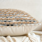 Tufted Boho Blue Throw Pillow Cover — 18" - View 2