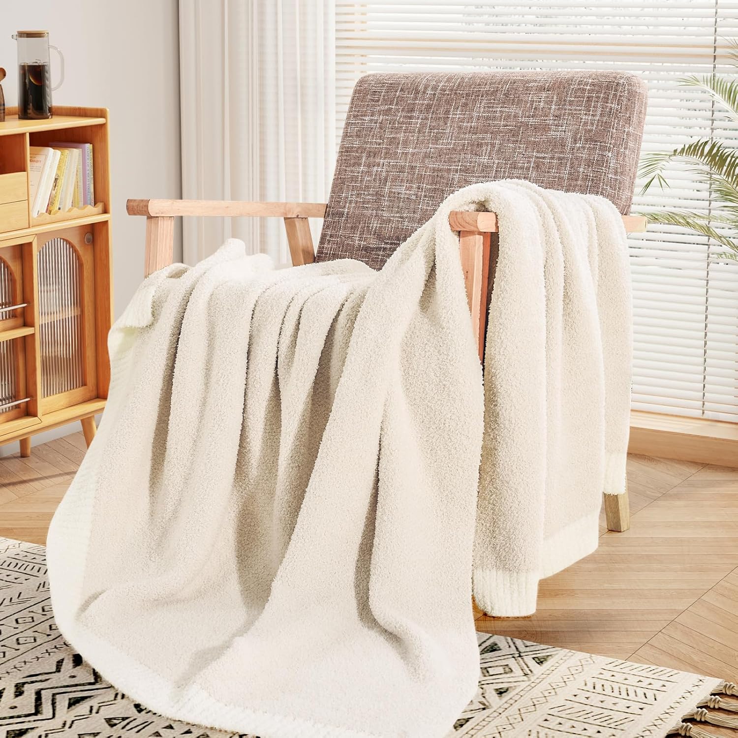 Luxe Beige Throw Pillow — 50" — Heather Ivory