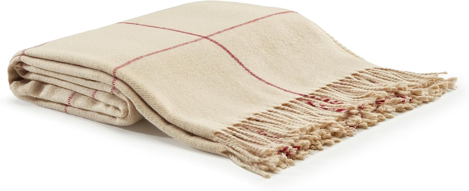 Beige Throw Pillow — 80" — Cream Red