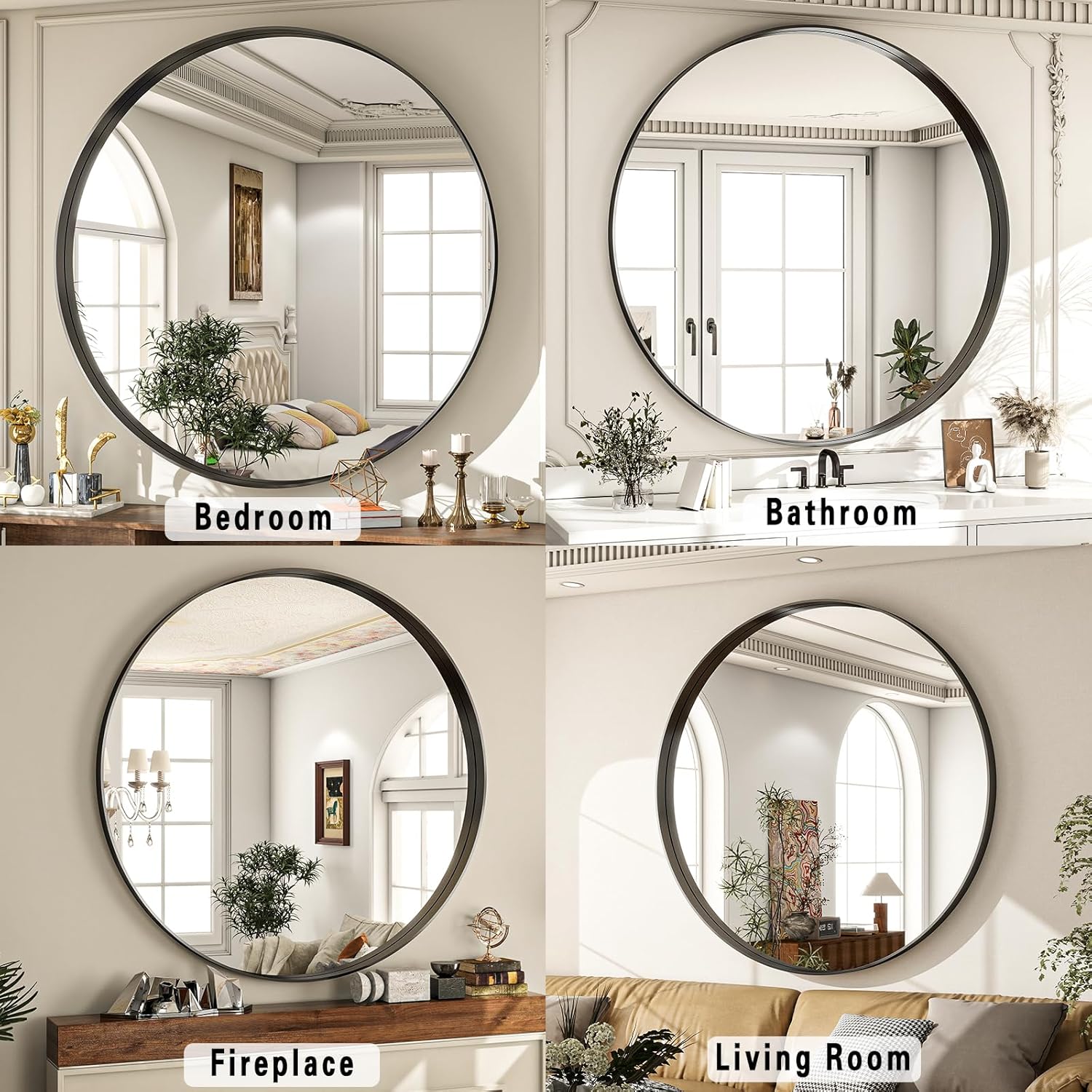 Round Black Mirror — 24" - View 5