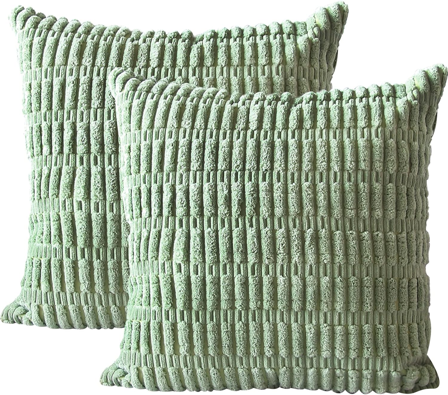 Lumbar Boho Beige Throw Pillow Cover — 20" — Sage Green