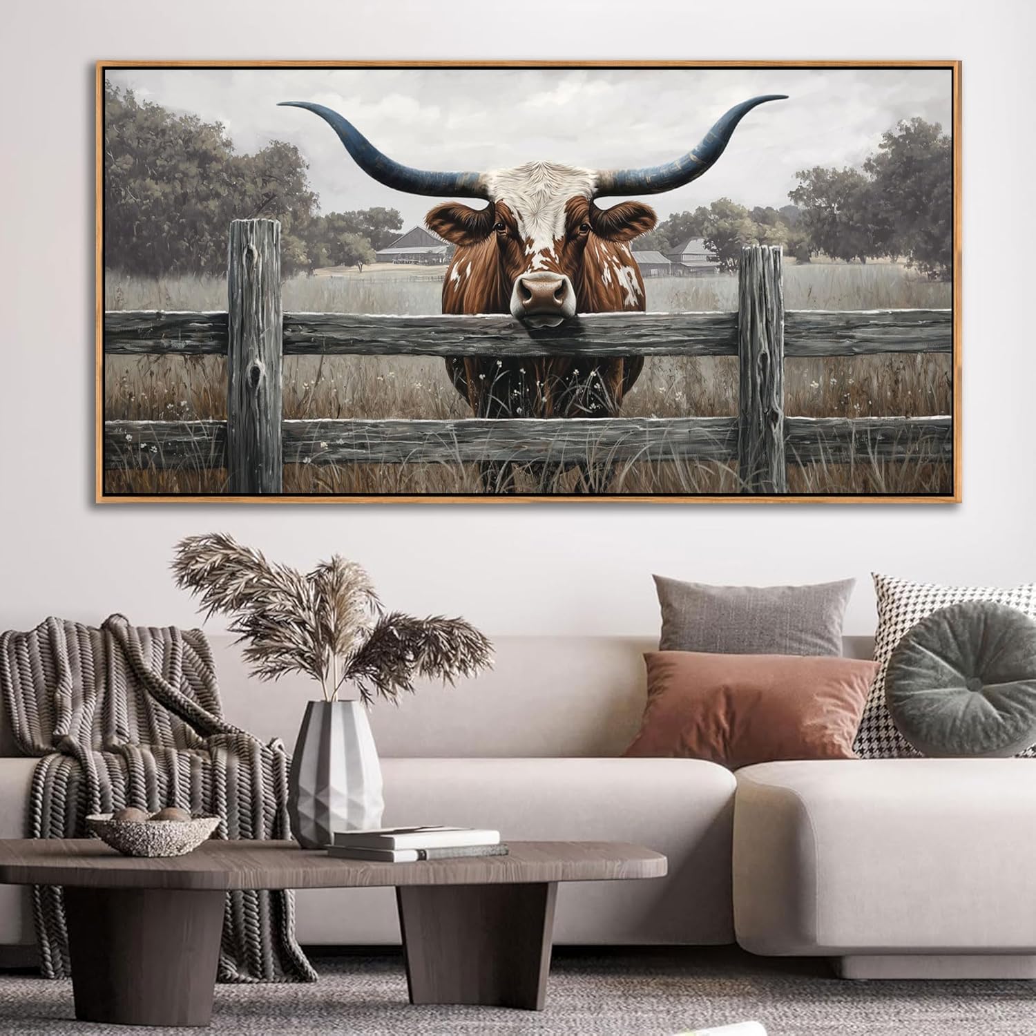 Framed Modern Black Canvas Wall Art — 48" — 24×48IN