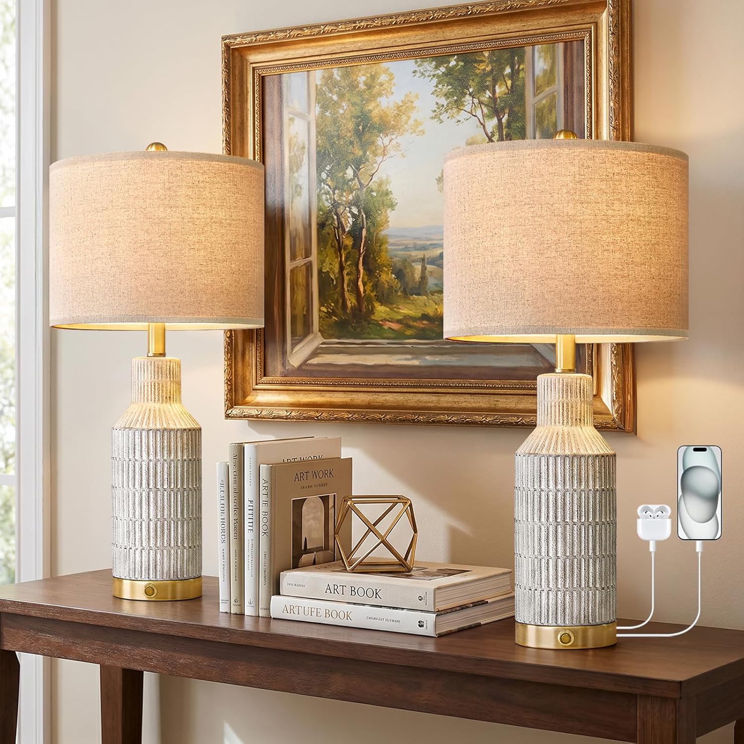 Farmhouse Black Bedside Lamp — 25" — White