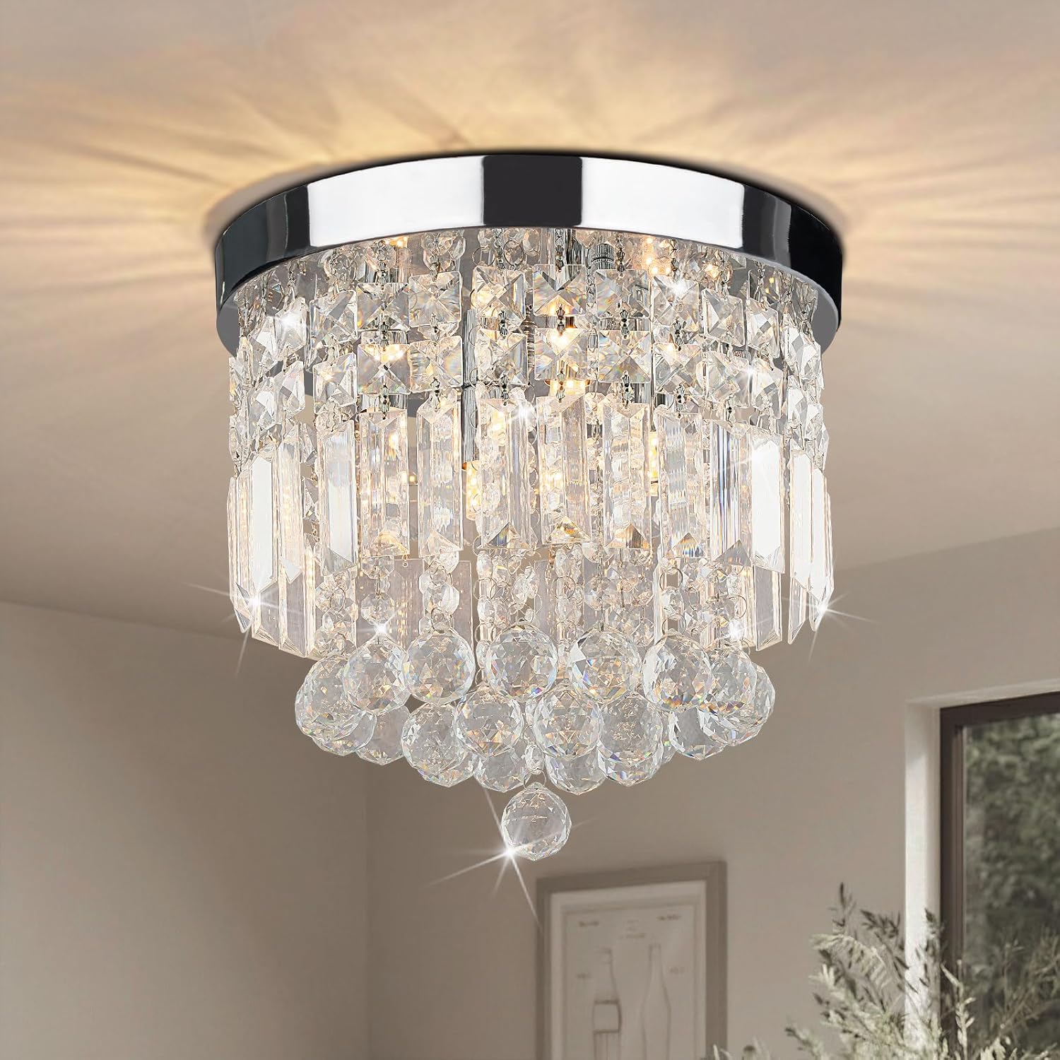 Luxe Black Chandelier — 7.7" — 07-11.8"xH10.6"-Silver