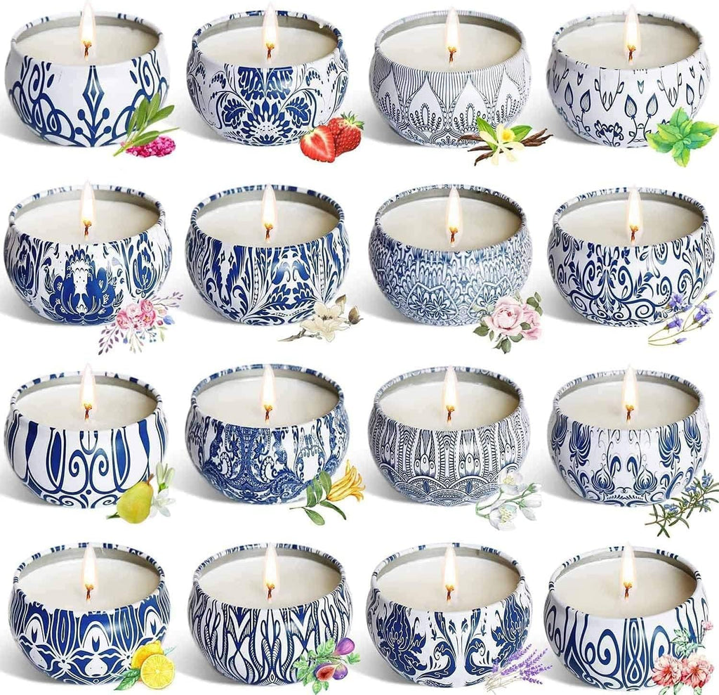 Soy Wax Blue Scented Candle — Set of 36 — 16 Pack Blue